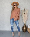 Tristan Speckled Frayed Hem Sweater - Rust