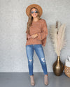 Tristan Speckled Frayed Hem Sweater - Rust