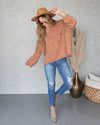 Tristan Speckled Frayed Hem Sweater - Rust