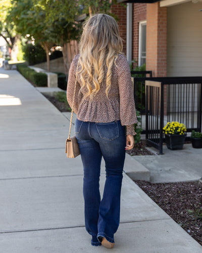 Kenna Ditsy Floral Smocked Top - Cocoa