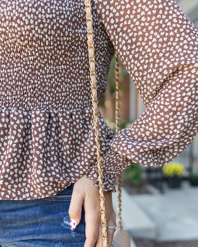 Kenna Ditsy Floral Smocked Top - Cocoa