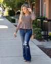 Kenna Ditsy Floral Smocked Top - Cocoa