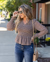 Kenna Ditsy Floral Smocked Top - Cocoa