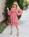 Ashton Plaid Swiss Dot Smocked Dress - Salmon