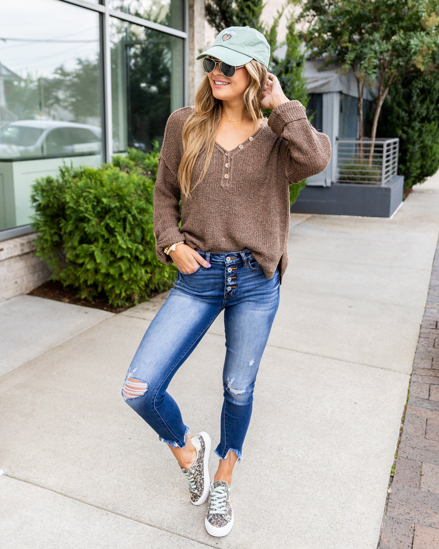 Reed Button Down Sweater - Taupe