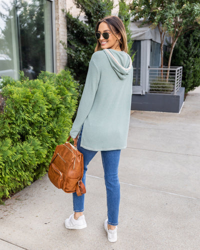 Hayes Ribbed Hoodie - Sea Green