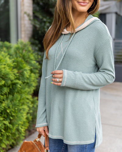 Hayes Ribbed Hoodie - Sea Green