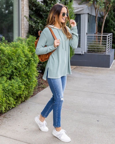 Hayes Ribbed Hoodie - Sea Green