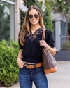 Kira V-Neck Lace Sweater - Black