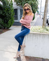 Amaya V-Neck Ribbed Sweater - Blush