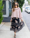 Bethany Cowl Neck Bubble Sleeve Sweater - Beige Pink