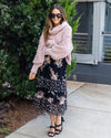 Bethany Cowl Neck Bubble Sleeve Sweater - Beige Pink