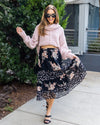 Bethany Cowl Neck Bubble Sleeve Sweater - Beige Pink
