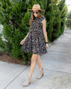 Connie Spotted Tiered Ruffle Dress - Black