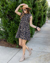 Connie Spotted Tiered Ruffle Dress - Black