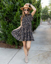 Connie Spotted Tiered Ruffle Dress - Black