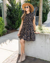 Connie Spotted Tiered Ruffle Dress - Black