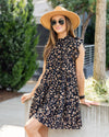 Connie Spotted Tiered Ruffle Dress - Black
