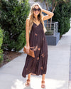 Selena Smocked Satin Maxi - Mocha