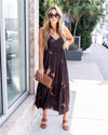 Selena Smocked Satin Maxi - Mocha