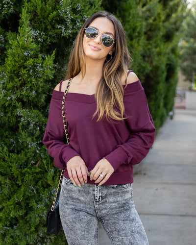 Cierra Cold Shoulder Top - Plum