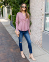 Mel Button Ruffle Blazer - Mauve