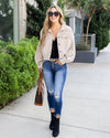 Gia Bubble Sleeve Button Down Corduroy Jacket - Tan
