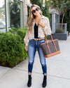 Gia Bubble Sleeve Button Down Corduroy Jacket - Tan