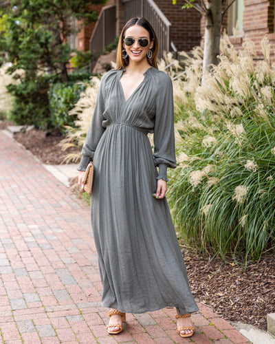 Florence Smocked Maxi Dress - Olive