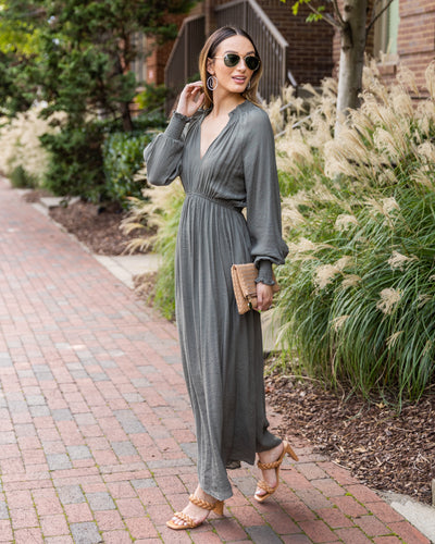 Florence Smocked Maxi Dress - Olive