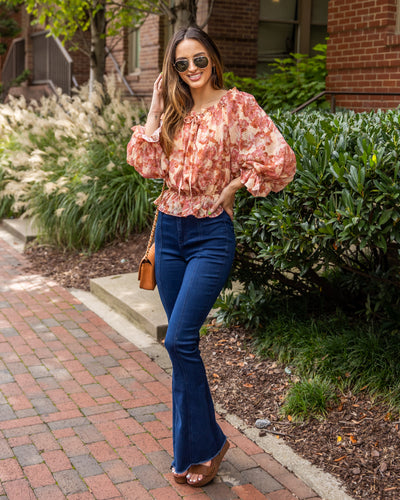 Aidan V-Neck Floral Top - Pink Multi