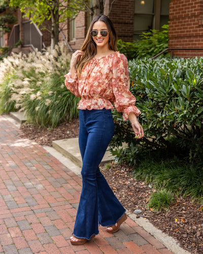 Aidan V-Neck Floral Top - Pink Multi