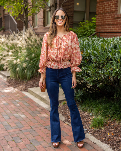 Aidan V-Neck Floral Top - Pink Multi