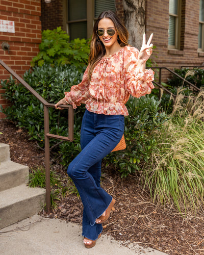 Aidan V-Neck Floral Top - Pink Multi