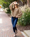 Dawn Open Knit Bubble Sleeve Sweater - Sand