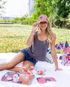 Freedom American Flag Glitter Trucker Hat - Brick Red