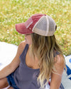 Freedom American Flag Glitter Trucker Hat - Brick Red