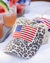 Freedom American Flag Glitter Trucker Hat - Leopard