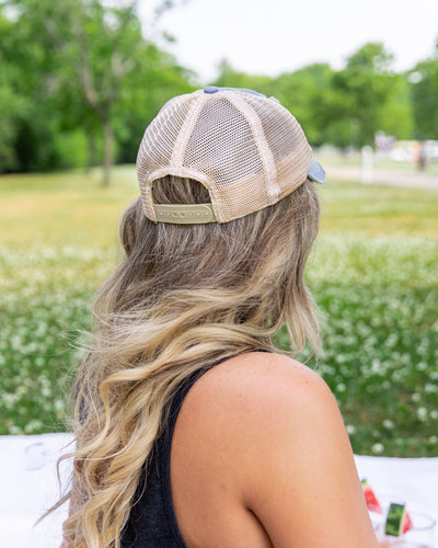 Freedom American Flag Glitter Trucker Hat - Light Blue