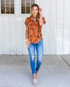 Giselle V-Neck Multi Print Top - Sandstone