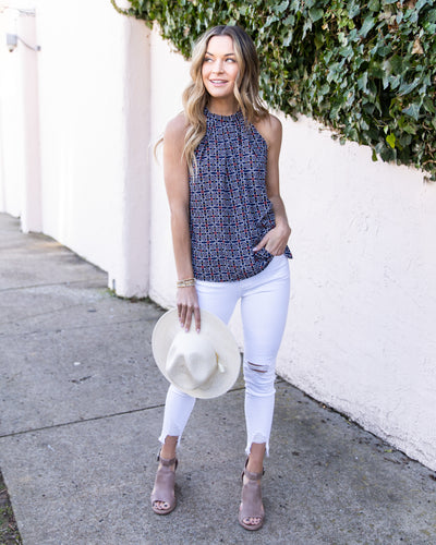 Happy With You Tank - Navy