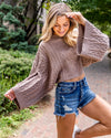 Hayden Cable Knit Cropped Sweater - Mocha