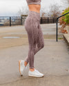 Savannah Leopard Print Shimmer High Waisted Leggings - Mauve