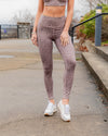 Savannah Leopard Print Shimmer High Waisted Leggings - Mauve