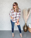 Hayden Plaid Button Down Pocketed Shacket - Pink Multi