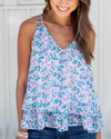 Holly Tiered Ruffle Tank - Teal