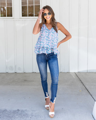 Holly Tiered Ruffle Tank - Teal