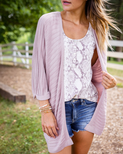 Hope Ribbed Cardigan - Light Mauve