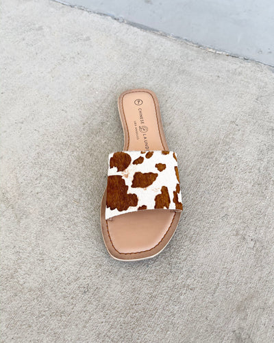 Chinese Laundry Charlie Cow Print Sandals - Brown