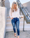 Piper Distressed Skinny Jeans - Dark Wash
